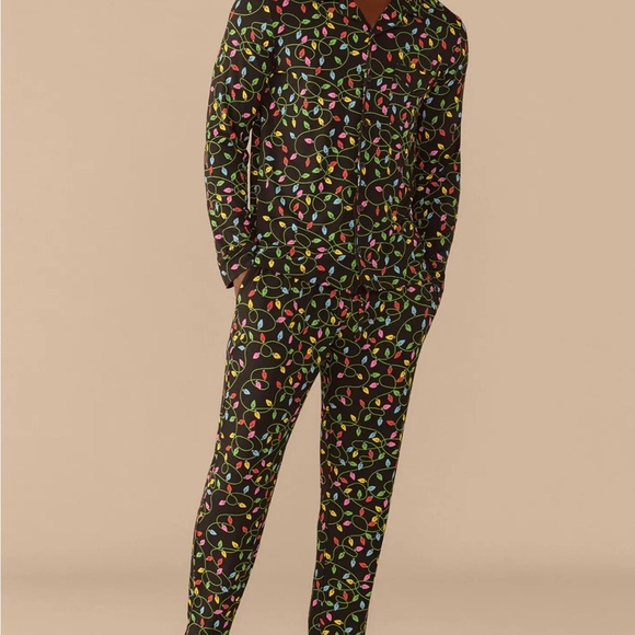 MEUNDIES WOMENS UltraModal™ Long Sleeve PJ Set - size L string lights print Xmas - Picture 2 of 12